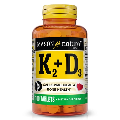 [BRSWIZL7OIMGEHL4] MASON NATURAL Vitamin K2 + D3, 100,Day Supply, with Calcium for Normal Bone and Muscle Support, Tablets