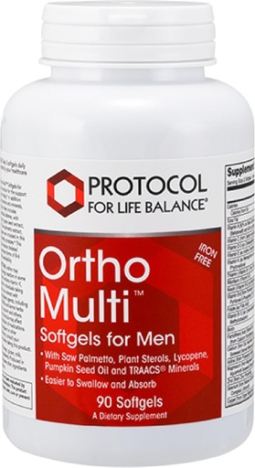 [BRSWG2YDOADQOA3B] PROTOCOL FOR LIFE BALANCE Ortho Multi Softgels for Men - Multivitamin for Prostate Health - with Saw Palmetto, Zinc & CoQ10 - Men Daily Multivitamin - Iron Free - 90 Softgels