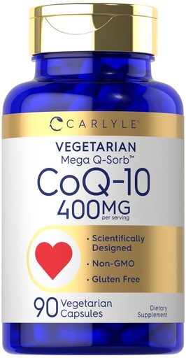 [BRSRMHD7CR6GCCIV] Carlyle CoQ10 400mg | 90 Capsules | Coenzyme Q10 with Black Pepper Extract | Vegetarian, Non-GMO & Gluten Free Supplement
