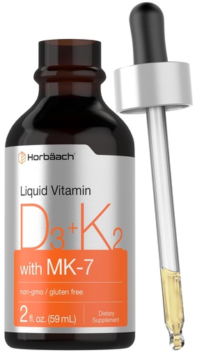 [BRSROZAHOB5BOADO] Horbäach Vitamin D3 K2 Liquid Drops | with MK7 | 2 Fl Oz | Vegetarian, Non-GMO, Gluten Free Supplement