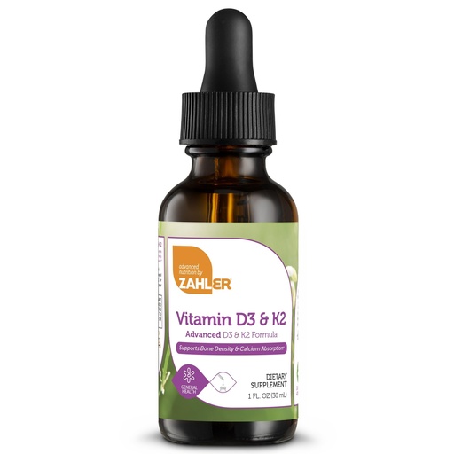 [BRSROEAFOB7Q2CYV] Zahler Vitamin D3 K2 Drops, Liquid D3 with K2, 1000IU of Vitamin D and 1000mcg of K2 per Serving, Supports Bone Density and Calcium Absoprtion, 1Fl Oz.