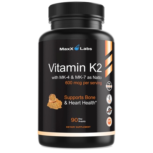 [BRSWK2QPAINRW3LK] Vitamin K2 Supplement - Full Spectrum Vitamin K2-MK7, MK4 & Vitamin D - High Strength K2 Works with Vitamin-D3 - Vitamin-K 600mcg - Supports Bone Health - 90 Capsules