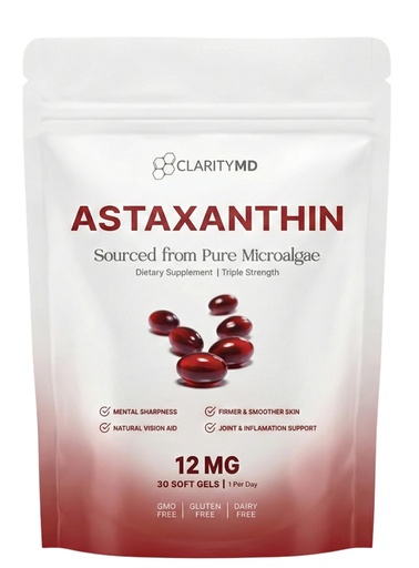 [BRSRGGT3AAMRODLX] Astaxanthin 12mg Antioxidants Supplement – Natural Microalgae Source – Lipid-Based Softgel for Enhanced Absorption – Cognitive, Vision & Joint Support – 30 Softgels (Pack of 1)