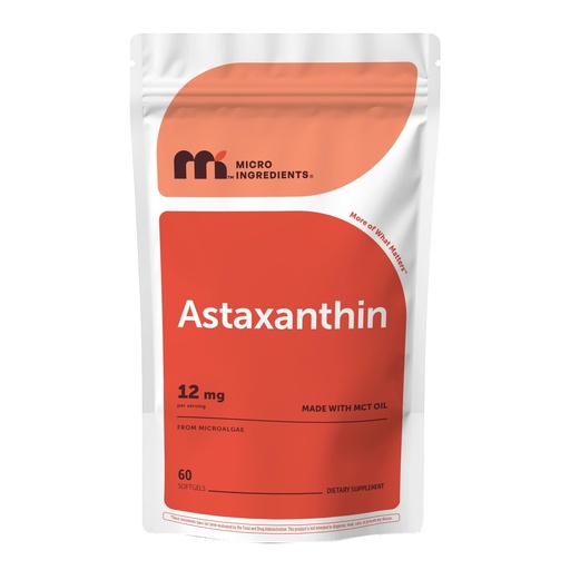 [BRSREFIPCMMBOGT2] Micro Ingredients Astaxanthin 12mg with MCT Oil, 60 Softgels | Fresh Microalgae Source | Triple Strength, Easy to Swallow, Non-GMO, Gluten Free, Soy Free