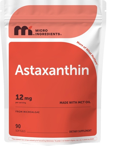 [BRSRGGA5BB4BGYD2] Micro Ingredients Astaxanthin 12mg with MCT Oil, 90 Softgels | Premium Astaxanthin Antioxidant Supplements* | Fresh Microalgae Source | Triple Strength, Non-GMO, Gluten Free, No Soy