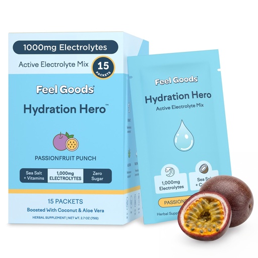 [BRSRAGA5BF5GG2TU] Feel Goods Hydration Hero, Sugar-Free Electrolyte Powder Packets for Daily Hydration - Electrolytes Drink Mix with Magnesium, Potassium & Vitamins for Fasting & Energy - Keto, Vegan & Organic Flavors