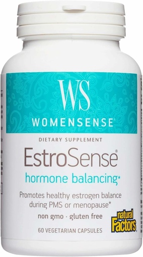 [BRSWIZABPINRKG3G] WomenSense EstroSense by Natural Factors, Natural Supplement to Support Estrogen and Hormone Balance During PMS or Menopause, Vegan, Non-GMO, 60 Capsules