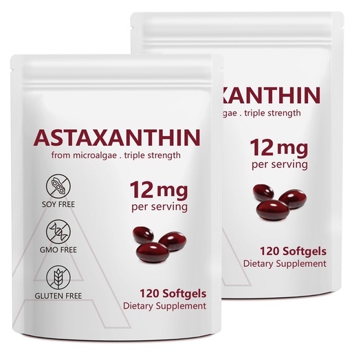 [BRSREGTQCV6GKHLP] 2 Pack Astaxanthin 12mg, Premium Astaxanthin Antioxidant Supplements with Antioxidant Activity, Supports Eye, Immune, Skin Health, Internal Circulation