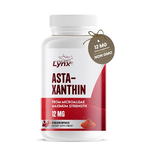 [BRSREFQCAEJQY33X] Astaxanthin 12mg – Antioxidant Supplement for Skin, Eye & Cellular Health | 60 Capsules (60-Day Supply) | Natural Microalgae Extract for Recovery, Immunity, & Anti-Aging Support | Non-GMO