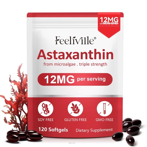[BRSREC34CF6QK3A6] Astaxanthin 12mg, 120 Softgels, 4 Month Supply | Premium Astaxanthin Antioxidant Supplements | Fresh Microalgae Source | Supports Eye, Joint, Internal Circulation, Skin Health
