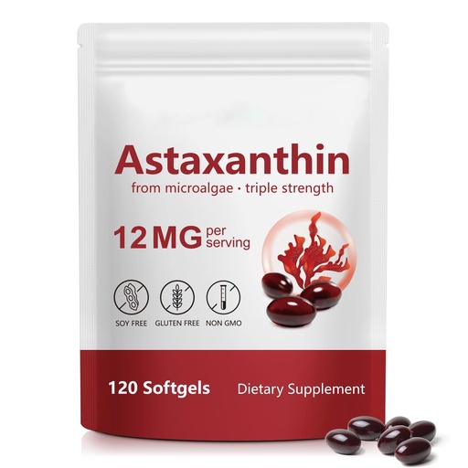 [BRSRGZ3QA4HWCH3X] Astaxanthin 12mg, 120 Softgels, 4 Month Supply | Premium Astaxanthin Antioxidant Supplements - Supports Eye, Immune, Joint, Skin Health and Internal Circulation, Easy to Swallow, Non-GMO