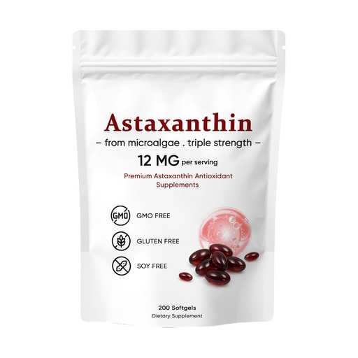 [BRSRG2T3B4JWKA3B] Astaxanthin 12mg, Premium Astaxanthin Antioxidant Supplements, Supports Eye, Skin, Immune, Joint, Internal Circulation, Non-GMO Verified & Gluten Free - 200 Softgels