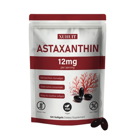 [BRSRGEI3A4FBUCDF] Astaxanthin Supplement 12mg, 120 Softgels | Premium Natural Astaxanthin Antioxidant from Microalgae | High Strength, Non-GMO, Gluten and Soy Free Formula (1)