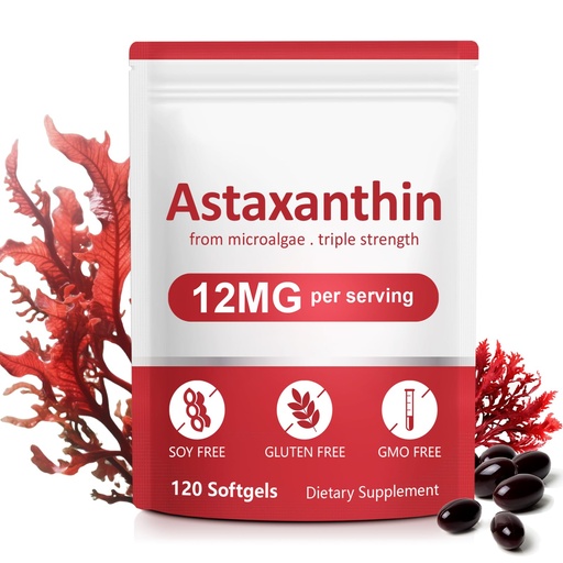 [BRSRGGTYOJ5RUHIU] Astaxanthin Supplements,12mg Astaxanthin Natural Anti-Aging Formula - Supports Eyes, Joint, Internal Circulation & Skin Health, Non-GMO Non-Gluten