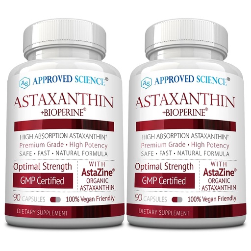 [BRSROGADOR5QYALD] Approved Science® Astaxanthin 12 mg - Extra Strength Antioxidant - Supports Heart, Eyes, Skin - 180 Vegan Capsules - 6 Month Supply