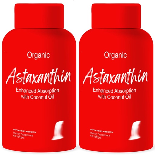 [BRSREZT7CMIA4DI6] Advanced Bionetix 2 Pack Triple Strength AstaQuil™ Astaxanthin 12mg High Bioavailability Formula, 120 Softgels Organic Coconut Oil for Enhanced Absorption. Powerful Antioxidant Eye Joint Heart Health