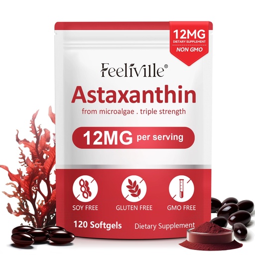 [BRSRGFI3DMHG223K] Astaxanthin Supplements, Premium Astaxanthin 12mg Antioxidant with Antioxidant Activity, Supports Eye, Joint, Immune, Skin Health, Internal Circulation, 1Pack(120 Softgels), Non-GMO & No Gluten