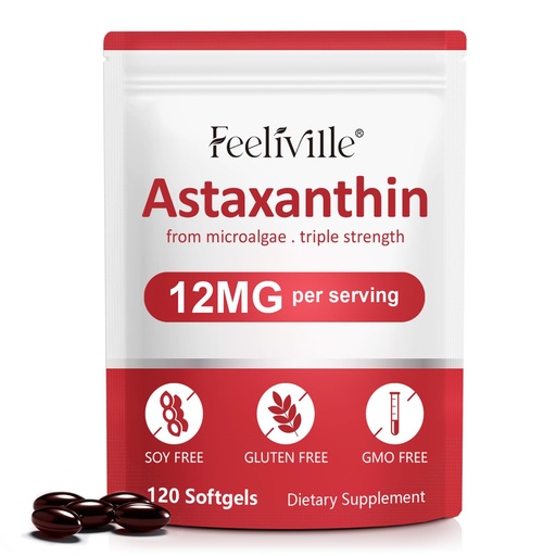 [BRSRGEIODMFBOC3A] Astaxanthin Supplements, Astaxanthin 12mg, 120 Softgels Antioxidant Astaxantina Supplement for Eye, Skin, Joint & Immune Health, Supports Internal Circulation & Heart Health, Non-GMO & No Gluten