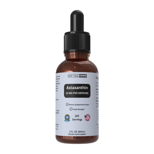 [BRSREFT6OUCQMD3X] Astaxanthin Liquid Drops Infused with Cold Pressed Extra Virgin Olive Oil – 12mg per Serving – Natural Antioxidant Support – 2 fl oz Dropper Bottle – Vegan, Non-GMO
