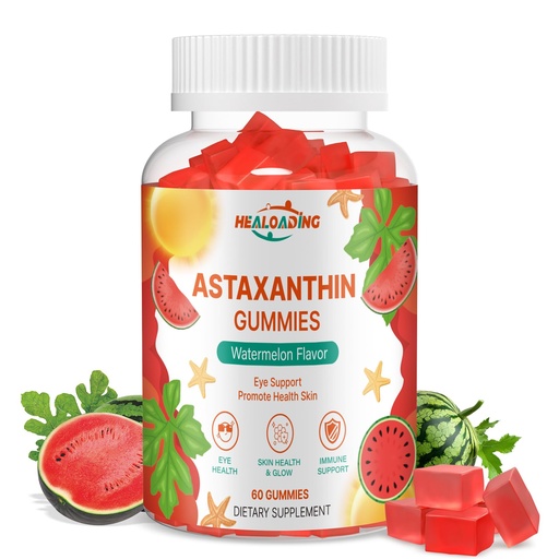 [BRSREGDRCMFQY2YU] Astaxanthin 12mg Supplements Gummies: Antioxidant Supplement to Support Eye, Skin, Joint & Immune System Health Non-GMO & Gluten-Free (60 Gummies)