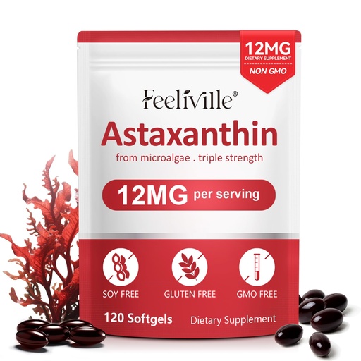 [BRSRGFQRCB5WYEIU] ABOUME Astaxanthin Supplements, Astaxanthin 12mg, Fresh Microalgae Source, Supports Eye, Immune, Skin Health, Internal Circulation | Non-GMO | No Gluten (1PCS)