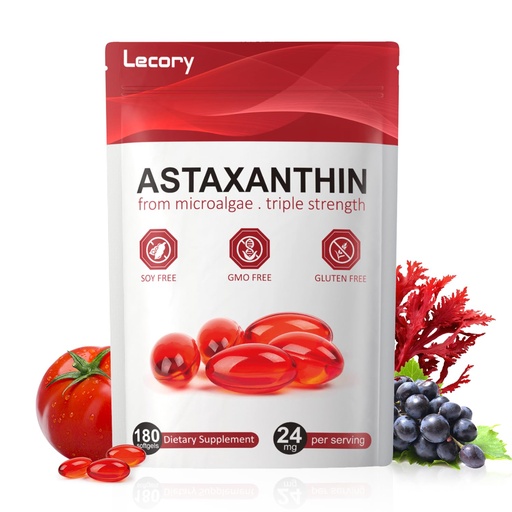 [BRSRGYA3CUIR4A3L] Astaxanthin 24mg, 180 Softgels | 6 Month Supply of Premium Antioxidant | Triple Strength for Eye, Immune, Skin & Circulation Support | Easy to Swallow, Non-GMO, Soy Free