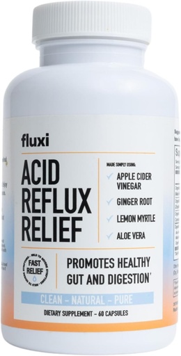 [BRSROBA2BF6QKF34] Fluxi Acid Reflux Relief Capsules - with Apple Cider Vinegar Ginger Root & Lemon Myrtle - Supports Gas, Bloating and Digestion - 60 Count