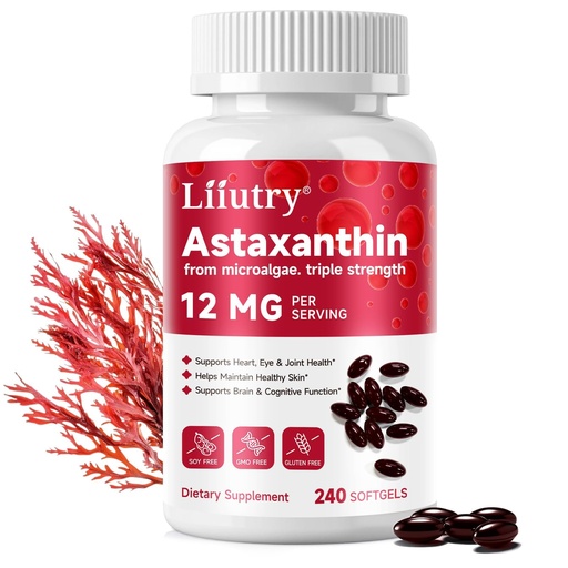 [BRSRGAA3DEMWKDY7] Astaxanthin 12mg | 240 Softgels | Premium Astaxanthin Antioxidant Supplements with Antioxidant Activity | Astaxanthin from Haemotococcus Pluvialis Algae | Supports Eye, Skin, Immune System Health