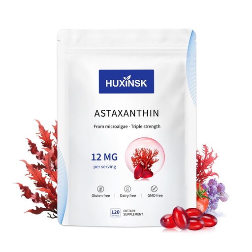 [BRSRGY3QPIPRAADV] Astaxanthin 12mg Supplements, 120 Softgel, Max Strength Astaxanthin Antioxidant Supplements Form Fresh Microalgae, 4 Month Supply, Supports Eye, Skin, Joint, Brain, Heart & Immune System Health, 1 Bag