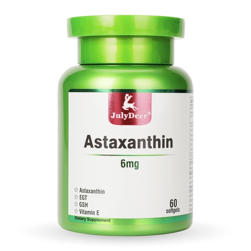 [BRSREYDQBB4A2DLB] JulyDeer Astaxanthin 6 mg Per Serving, 60 Softgels – Double Strength Microalgae – Natural Haematococcus Pluvialis Source – Antioxidant Supplements for Skin, Eyes, Joints, & Immune Support – Non-GMO