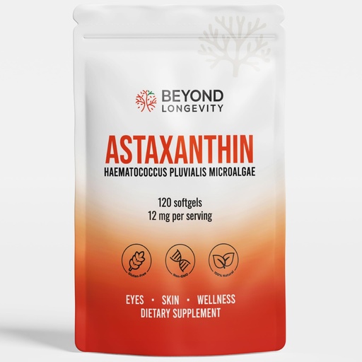 [BRSREAT3DIFAOD3P] Astaxanthin 12mg - Antioxidant Supplement from Microalgae, 120 Softgels for Eye, Skin and Wellness Support