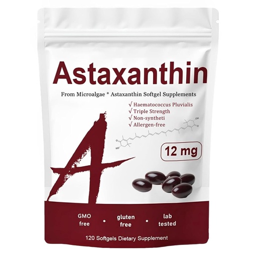 [BRSREBT3DJ6QE3TK] Zions Organic Astaxanthin 12mg, Triple Strength Skin Vitamins for Women with Antioxidant Activity,Supports Immune, Skin, Eye & Joint Health,Promote internal circulation,Chocolate Flavor,120 Servings