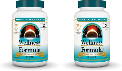 [BRSRAGATOIFQ4FD4] Source Naturals Wellness Formula Bio-Aligned Vitamins & Herbal Defense - Immune System Support Supplement & Immunity Booster* - 90 Tablets (Pack of 2)