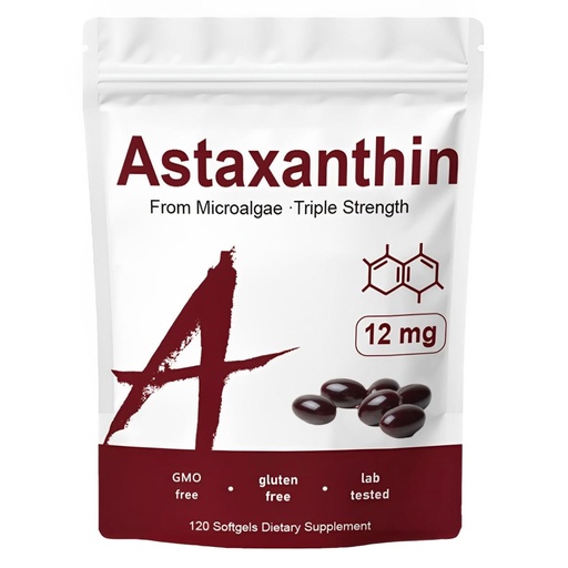 [BRSREEARPN5WOH3Z] Zions Organics Astaxanthin 12mg, 120 Softgels, Premium Astaxanthin Antioxidant Supplements, Supports Immune, Skin, Eye & Joint Health-Non-GMO, Gluten-Free, 4 Month Supply, 120 Servings