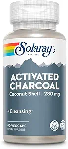 [BRSROZINCMCWYAD2] Solaray Activated Charcoal 280mg | Coconut Source | Healthy Inner Cleansing & Digestive Tract Support | Non-GMO, Vegan & Lab Verified | 90 Capsules | Pack of 2