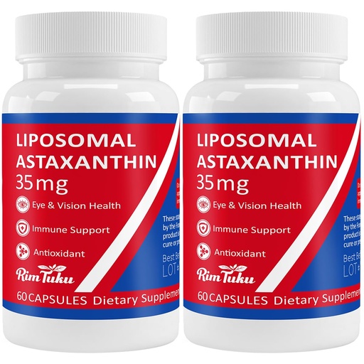 [BRSREZIPC4BBM3Y2] 35mg Liposomal Astaxanthin Supplement - Powerful Antioxidant Support for Skin, Joint & Eye Health - Natural Anti-Aging Formula with Pure Astaxanthin - Vegan, Non-GMO, 120 Capsules
