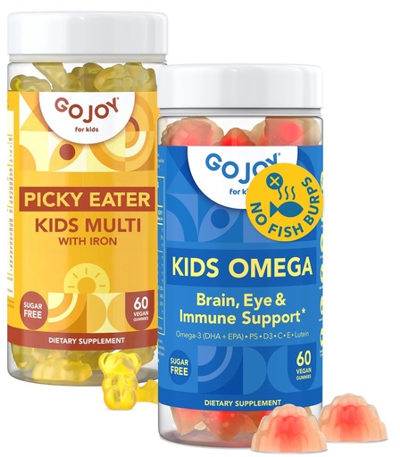 [BRSREAQPAFYQA3LV] Kids Omega 3 DHA & Multivitamin Gummies with Iron - Support for Growing Kids