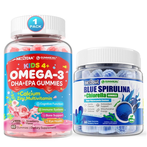 [BRSREHYQOF4GMCL7] Omega 3 (EPA/DHA) Filled Gummies + Organic Blue Spirulina Gummies