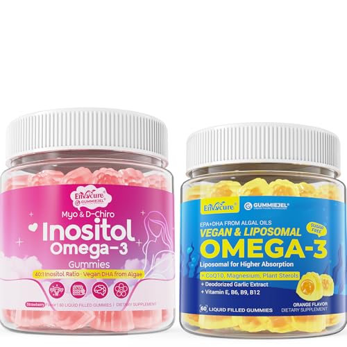 [BRSRECYOAUDQKHYZ] Vegan Omega-3 Gummies, Inositol + Omega-3 Gummies, 2 Pack
