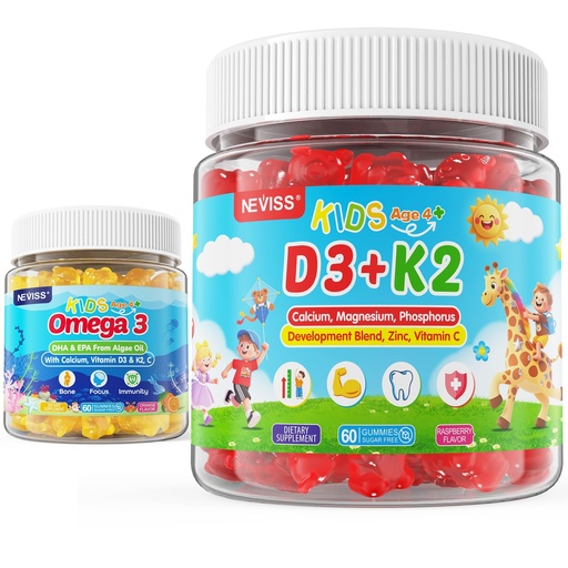 [BRSREA3YDMCROELU] Kids Vitamin D3 K2 Gummies 2 Pack + Omega 3 Gummies for Kids 2 Pack