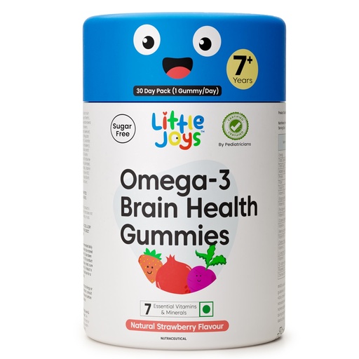 [BRSREH32DMPAYFI2] Little Joys Omega-3 (DHA) Brain Gummies for Kids. 7-12 Years. 30 Day Pack. Plant Based Omega-3 Supplements. Made with Chicory Root Fiber for Gut Health. Multivitamins Rich. No Sugar.