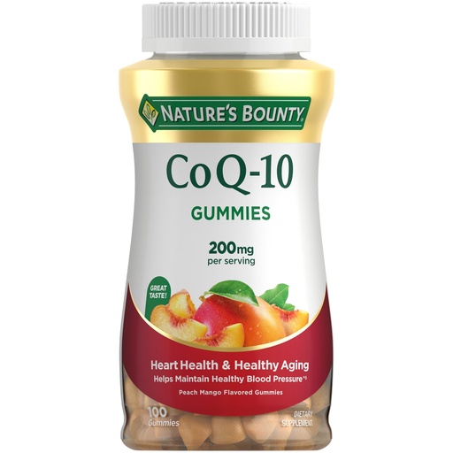 [BRSRAGAOOF6RAYLO] Nature’s Bounty CoQ10 Gummies, Supports Heart Health, CoQ10 200mg, Peach Mango Flavor, 100 Coun