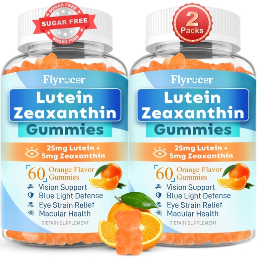 [BRSREFA2BBYGCDY3] Sugar Free Lutein Gummies 25mg, Lutein and Zeaxanthin Supplements for Eye Health, 13-in-1 Eye Care Formula with Omega-3 Bilberry Saffron-Vision Health, Eye Strain, Dry Eyes,Vegan Orange Flavor 120 Cts
