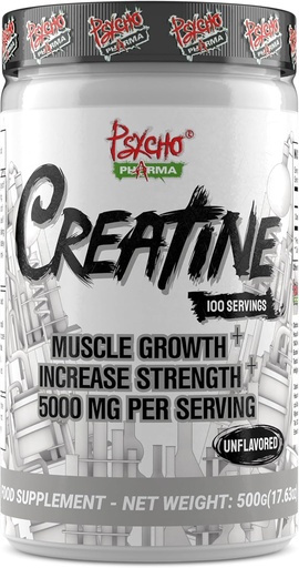 [BRSRMCQ3BB7WY3TP] Psycho Pharma Creatine - 5g of Premium Creatine Monohydrate per Serving, 100 Servings