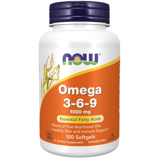 [BRSWIYYLOQDQAGTO] NOW Foods Supplements, Omega 3-6-9 1000 mg with a blend of Flax Seed, Evening Primrose, Canola, Black Currant and Pumpkin Seed Oils, 100 Softgels