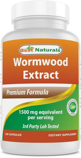 [BRSRAEADOQHAK3DK] Best Naturals Wormwood 4:1 Extract (375 mg) -120 Capsules. Gluten Free, Non-GMO