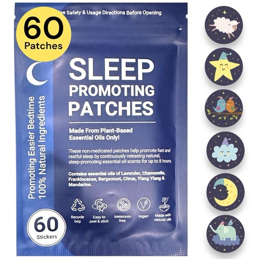 [BRSREEARCBYGK2A4] Sleep Patches for Adults & Kids - 60 100% Plant-Based Natural Essential Oils Sleep Aid Patches, Sleeping Stickers With No Melatonin, For Zen and Easy Bedtime