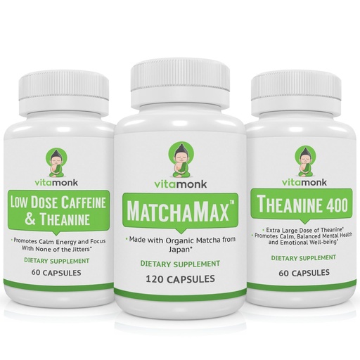 [BRSRAYIBBUCB4FD7] VitaMonk Matcha, Low Dose Caffeine and Theanine Bundle - Calm, Focused Energy Without The Jitters