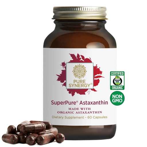 [BRSWGGIROADQ4EYY] PURE SYNERGY SuperPure Astaxanthin Extract | Organic Astaxanthin from Algae with Sunflower Lecithin | Antioxidant Support for Skin and Eye Health (60 Capsules)