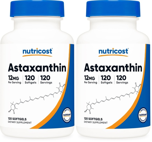 [BRSRGFI5DMNWK3DB] Nutricost Astaxanthin 12mg, Non-GMO and Gluten Free, 120 Softgels (4 Month Supply) (Pack of 2)